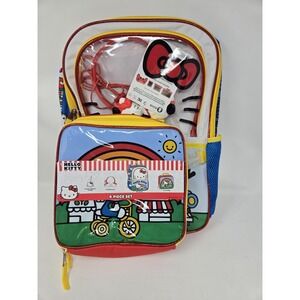 Hello Kitty Girls 17" Backpack, Lunch Bag, Key Chain & Headphones Set NWT